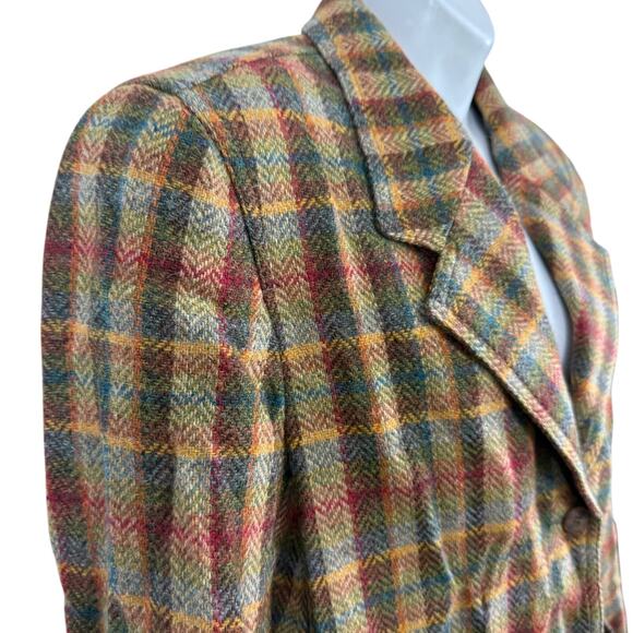 Liz Claiborne Sport Vintage Plaid Herringbone 100% Wool Suit Jacket Blazer sz 6 - Picture 4 of 16